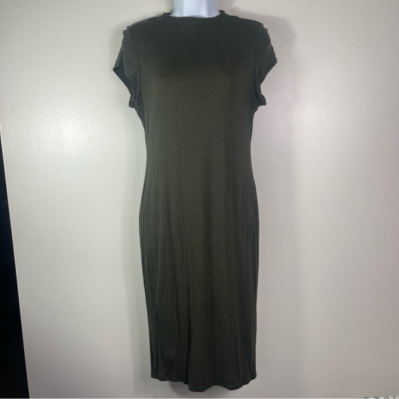 Stella Luce Dresses & Skirts - Chic Dressy Mock Neck Midi Dress in Army Green